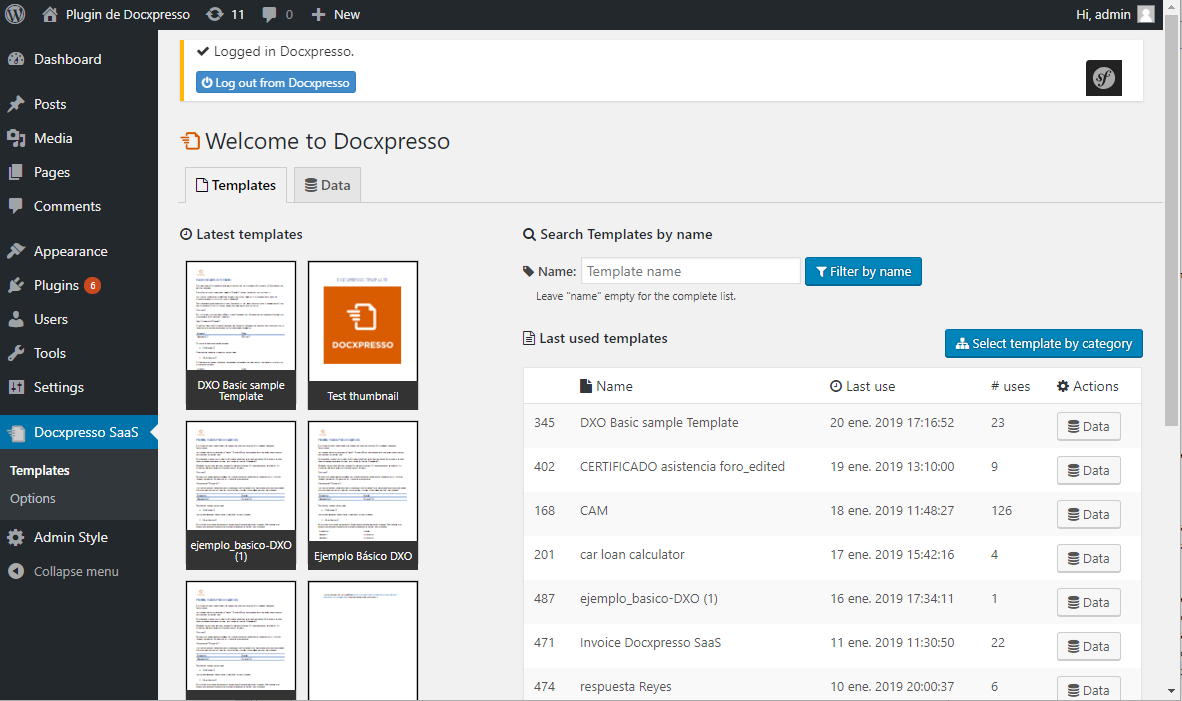 **Browse data and download documents** - from the admin interface one may access all data gathered from end users as well as all documents generated.