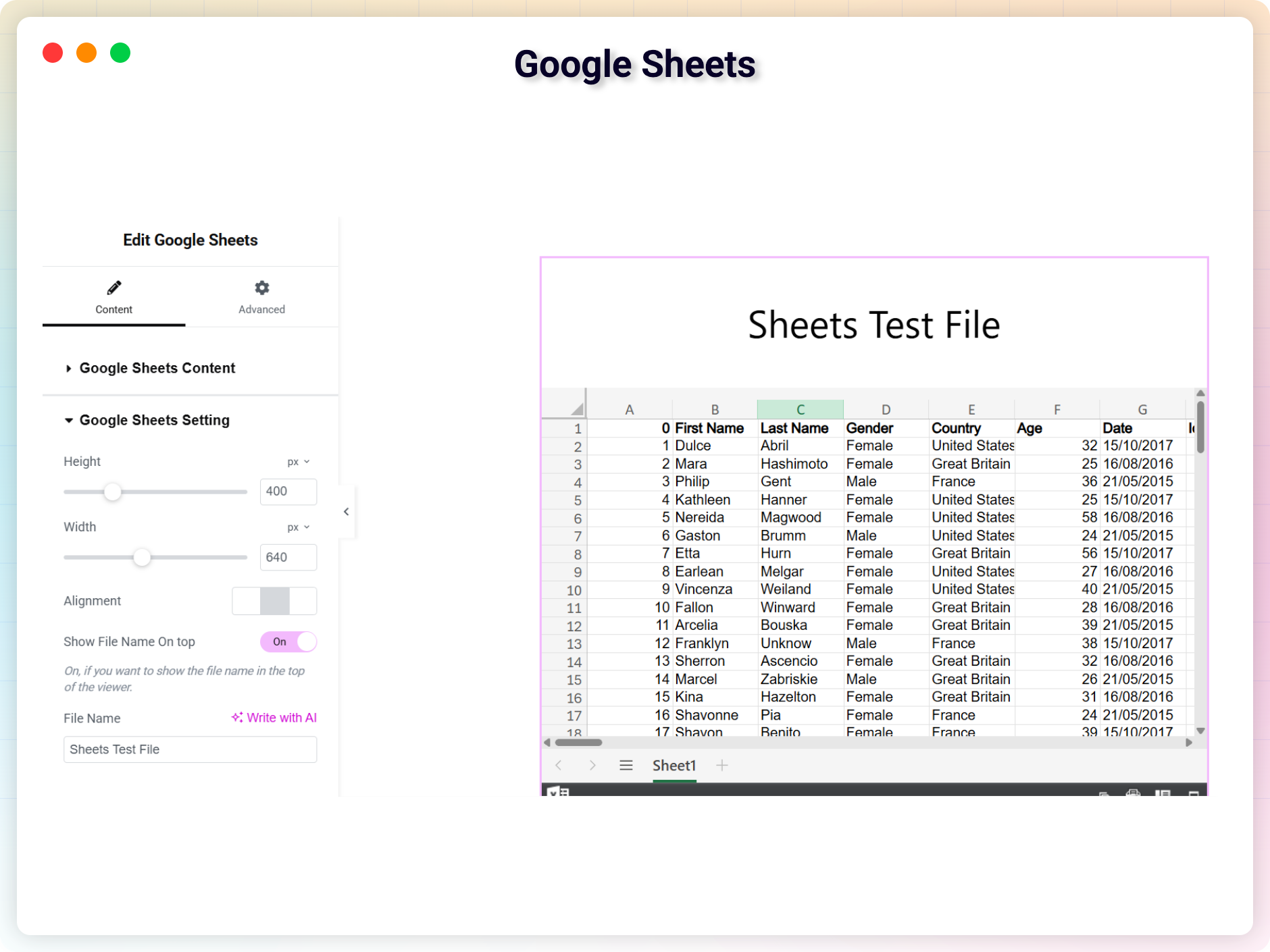 Google Sheets