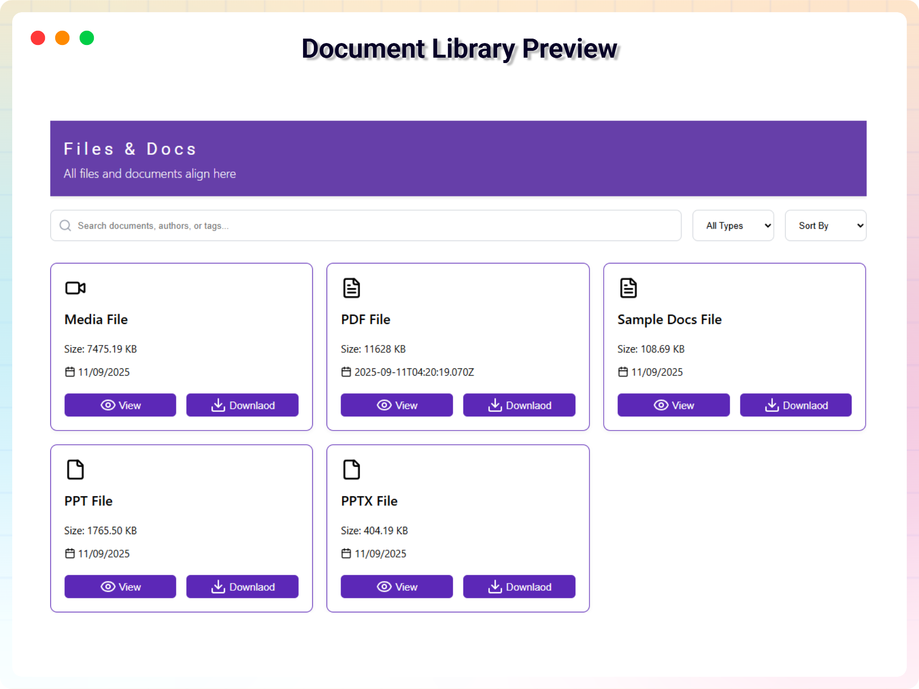 Preview Library Without Filter Options