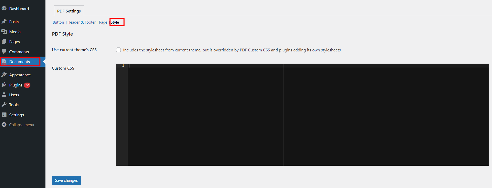 Style Setting for PDF document