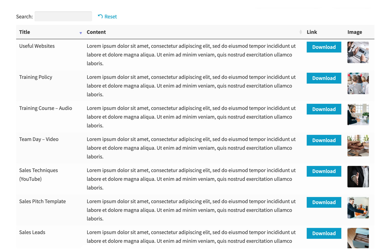 Easily add documents, downloadable files and document data.