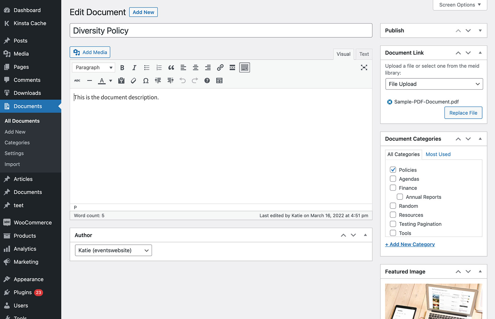 Configure your document libraries centrally on the plugin settings page.