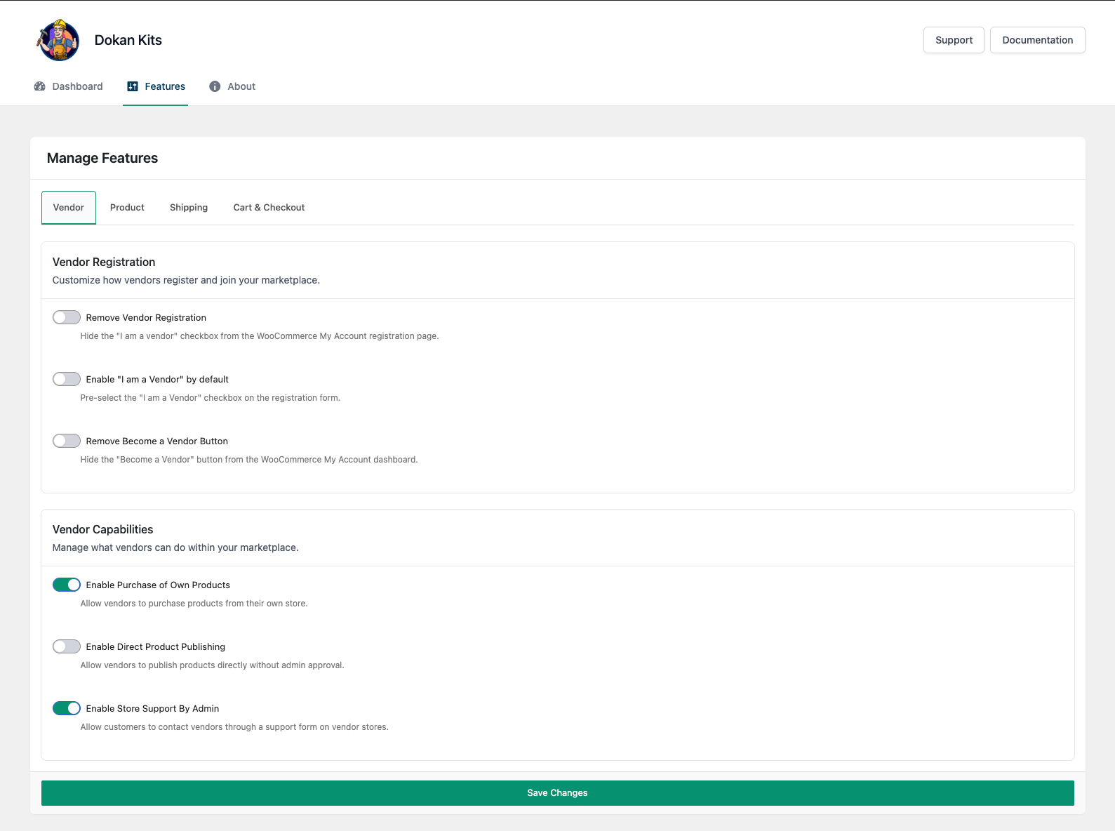 Vendor Settings - Configure vendor management options