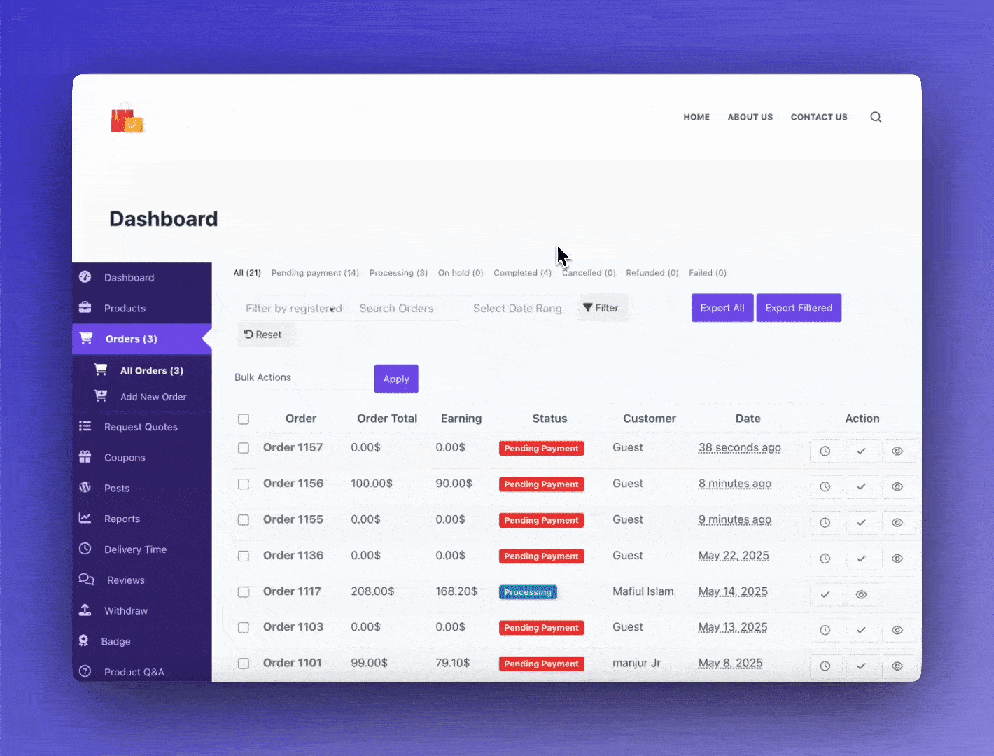 Frontend &rarr; Vendor Badge View