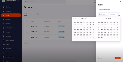View and Manage orders