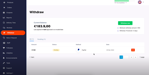 Manage withdraws