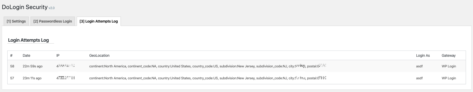 Plugin Login Attempts Log
