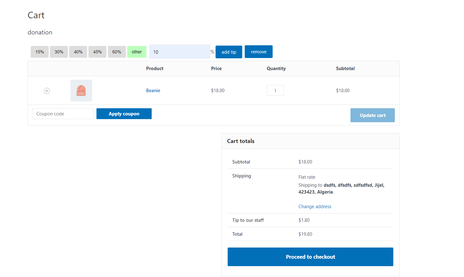 Custom amount (free text) input field