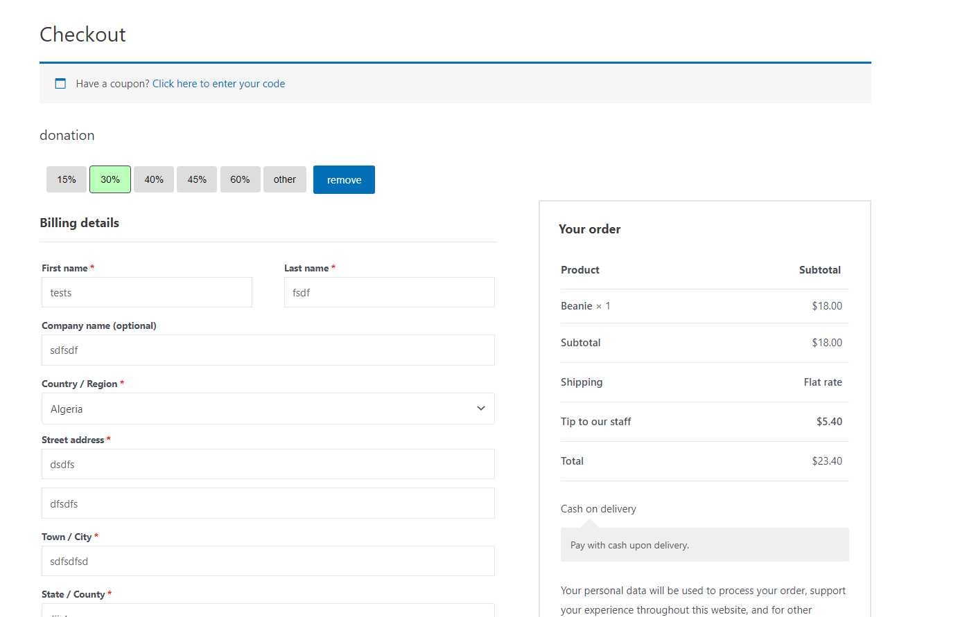 Color and font size customization settings