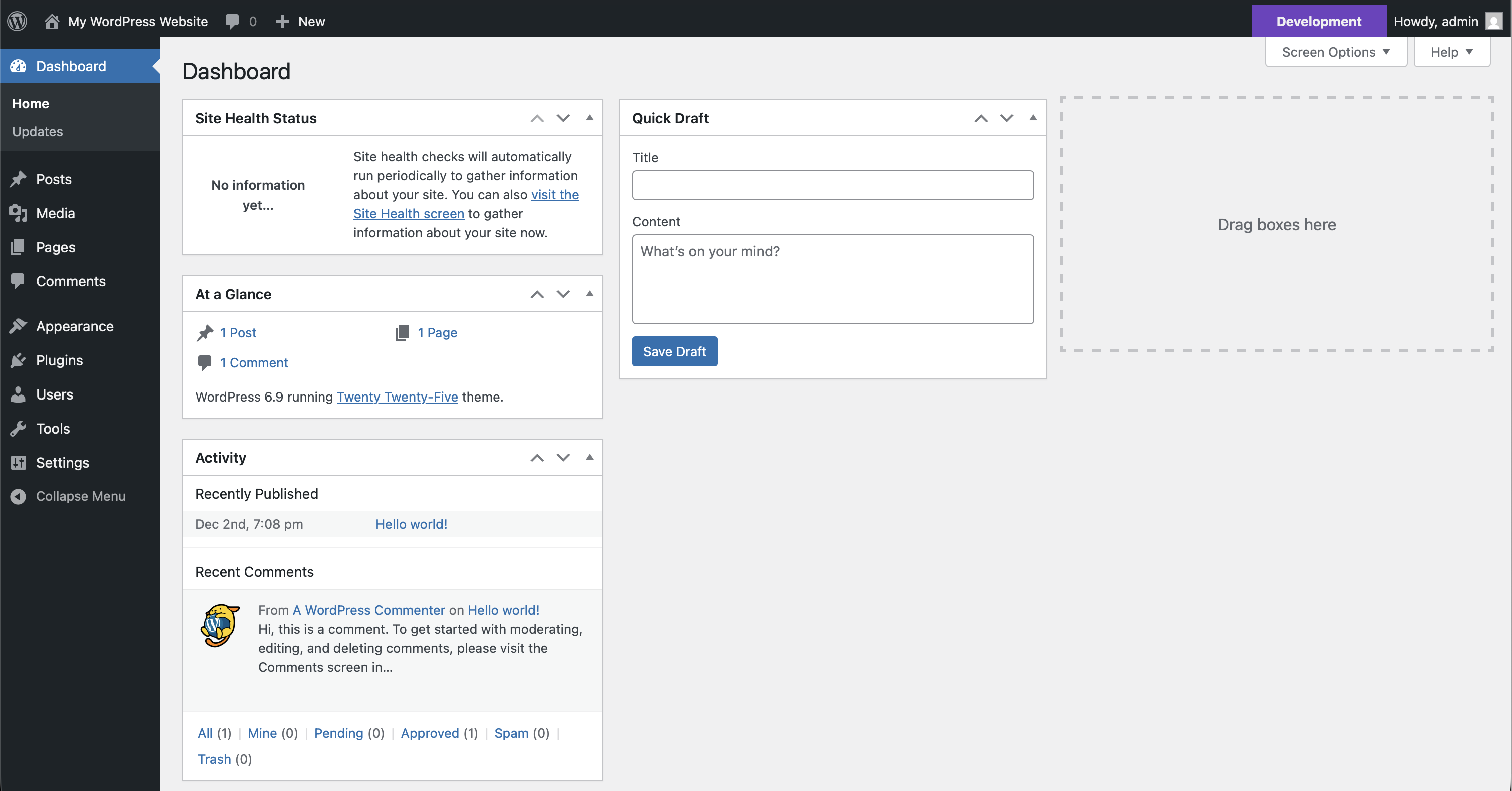 Development environment indicator (purple)