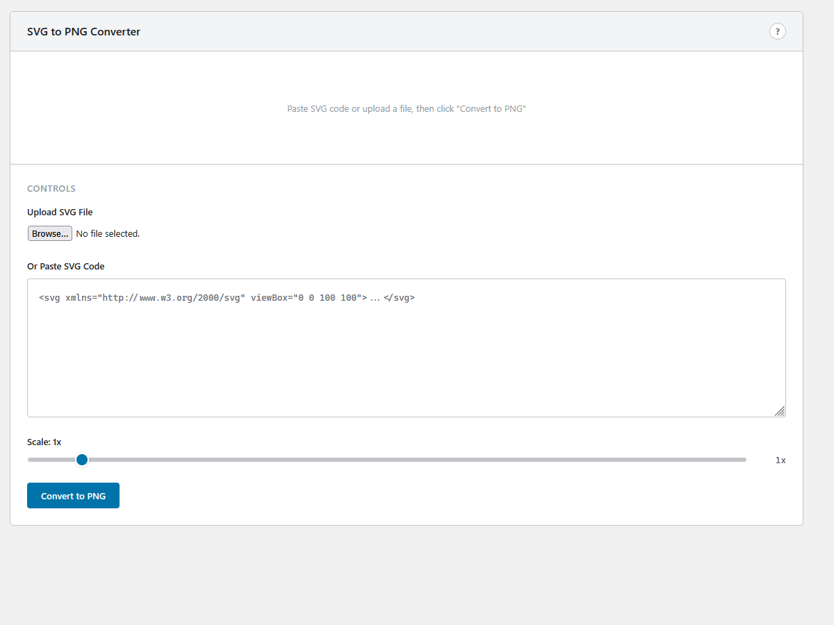 SVG to PNG Converter with file upload and code paste options