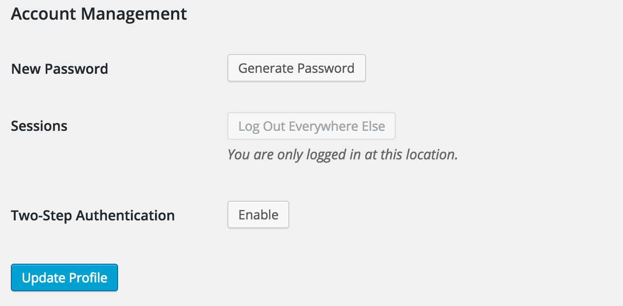 Enable two-step authentication for your WordPress login