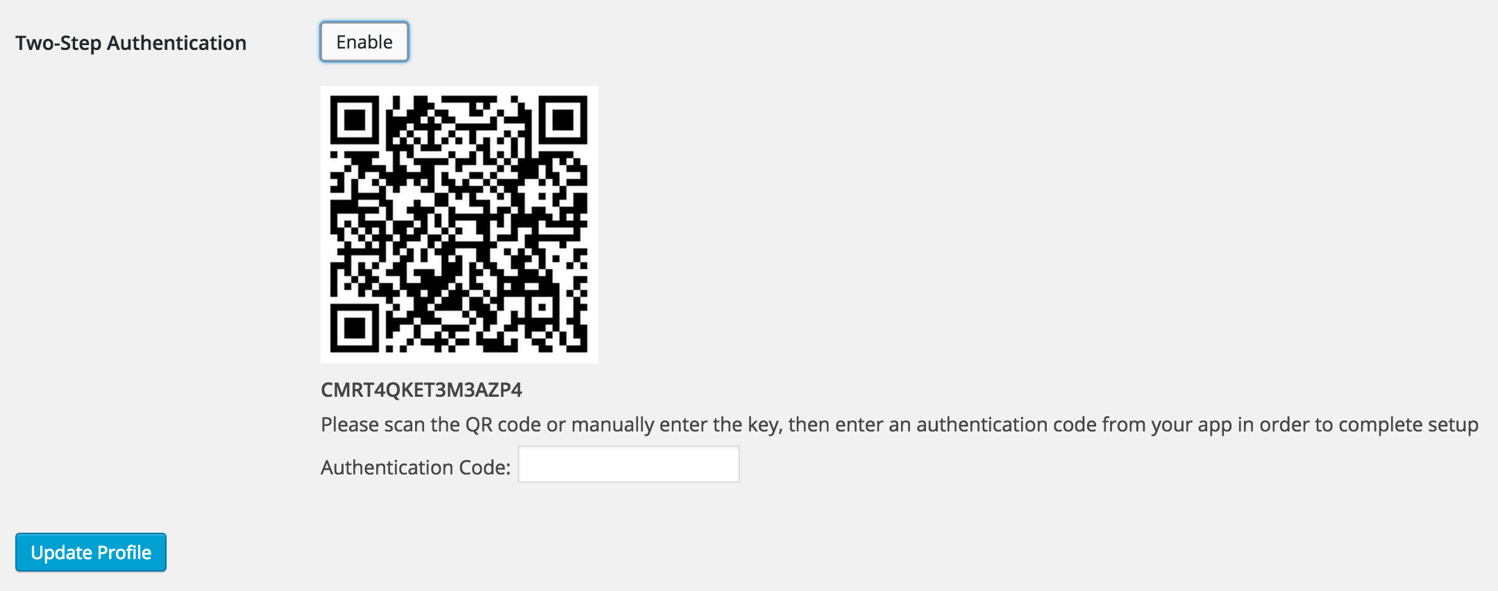 Scan the QR code with your mobile app, or enter the code manually