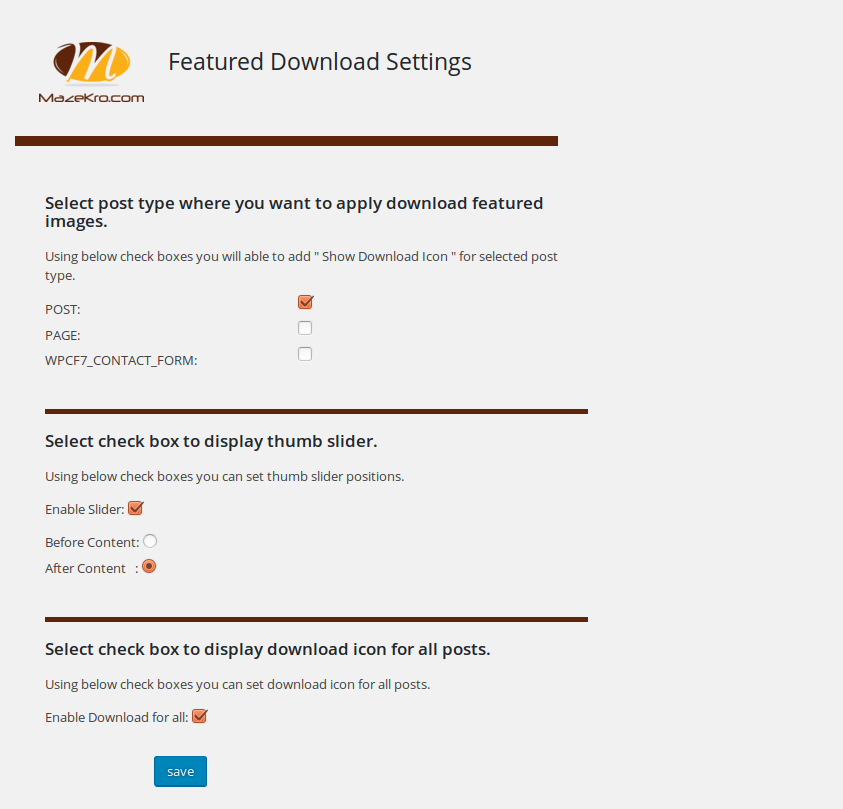 Settings page in Administration Panel.
