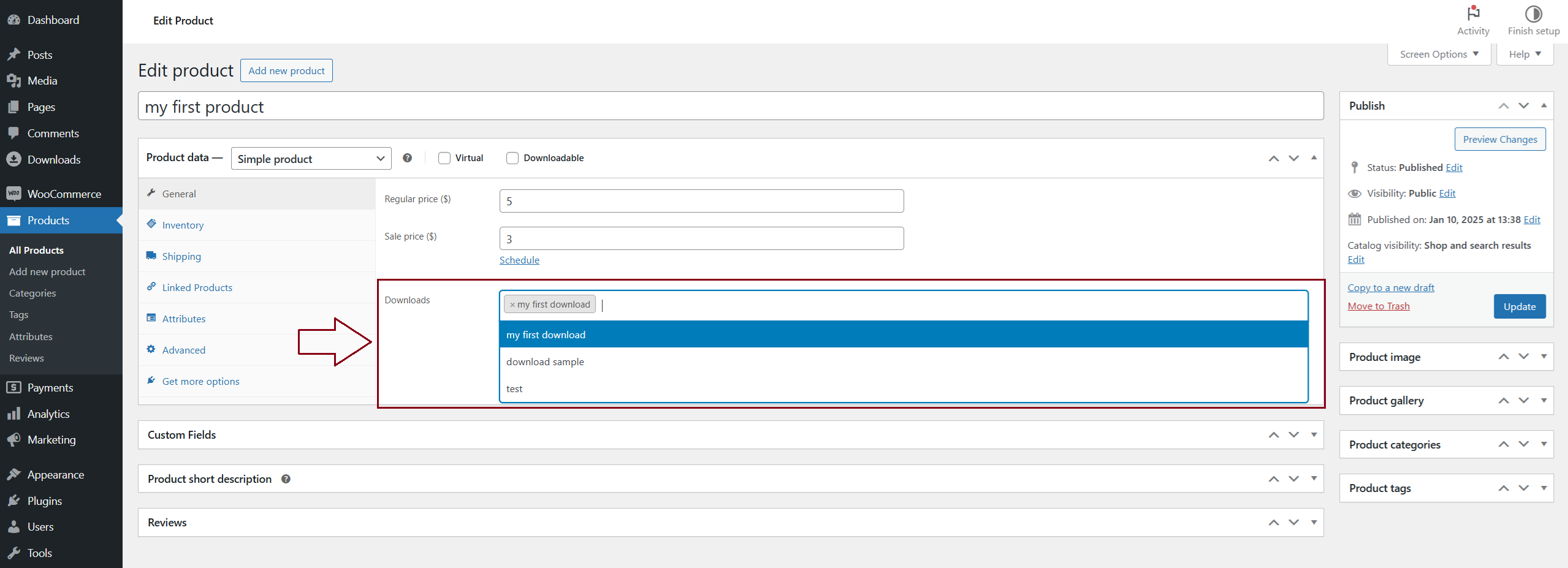 WooCommerce - product configuration