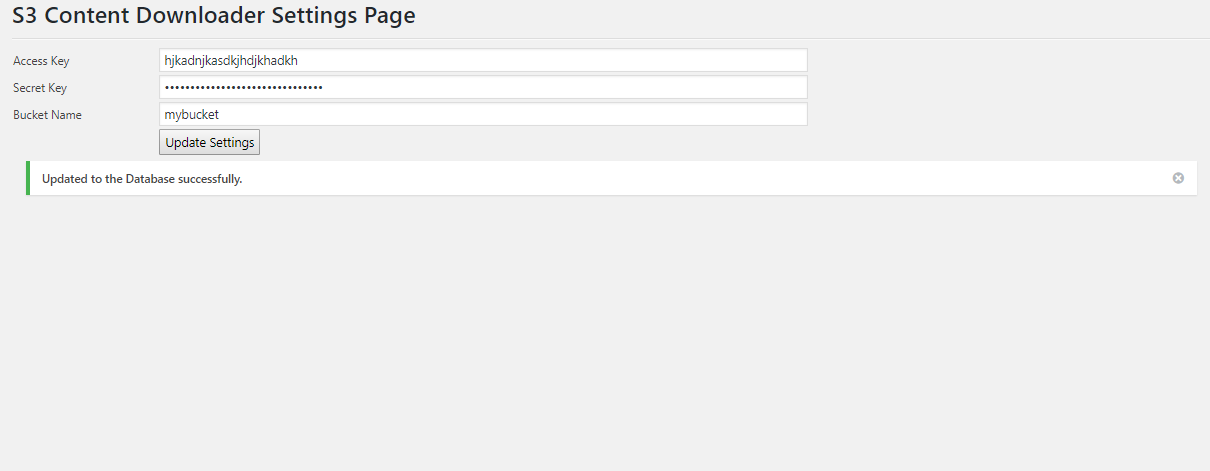 S3 Downloader Settings Page
