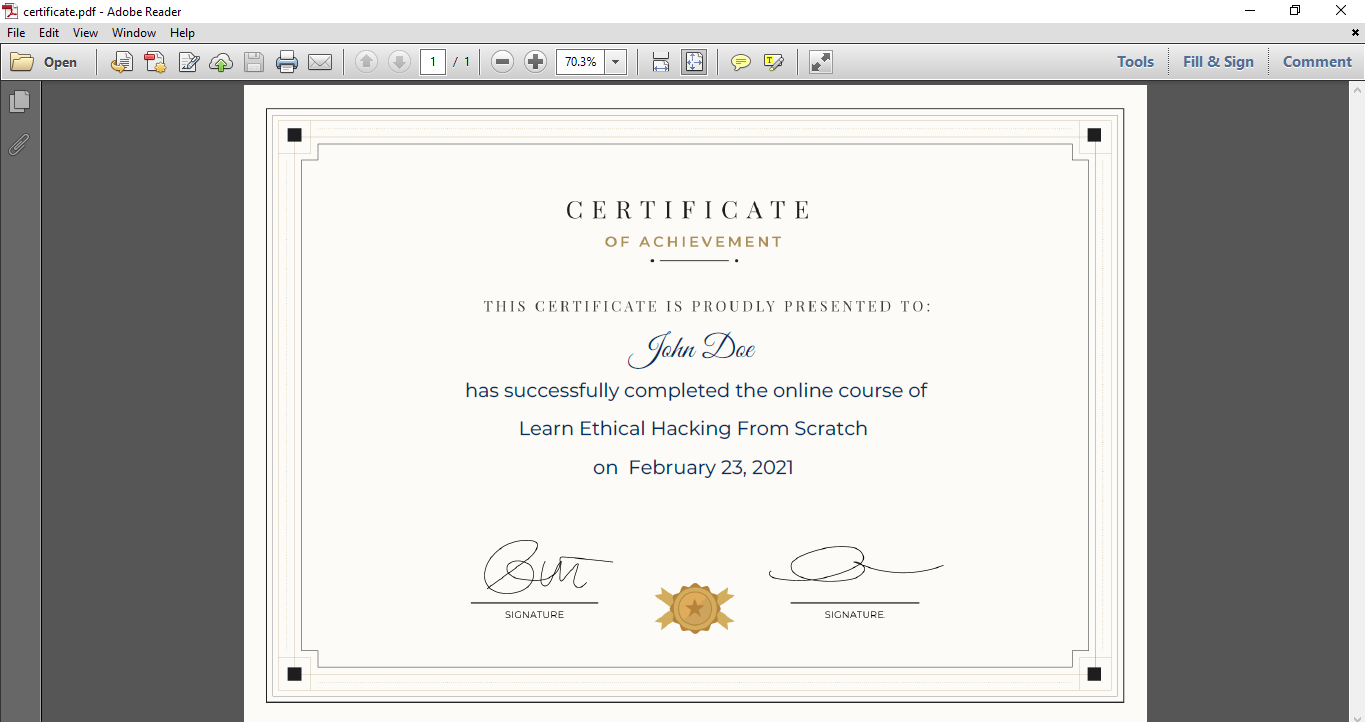 Certificate preview