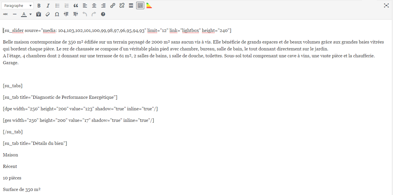 Aperçu du bouton dans l'éditeur de texte