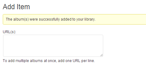 The success message for adding albums