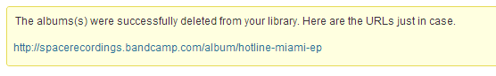 The success message for delting albums
