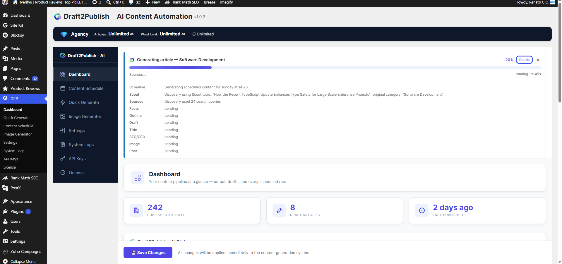 System Logs - review retained activity by date, severity, run, and verbose diagnostics