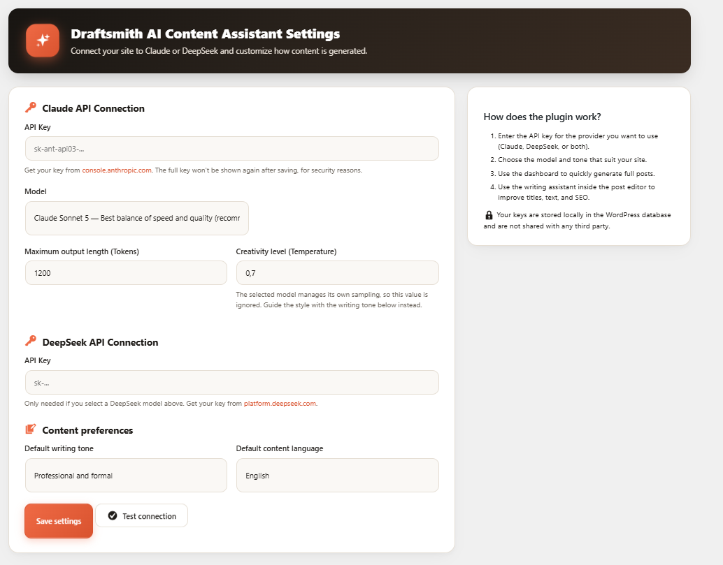 The chat panel inside the editor, for asking questions about the post you are working on.
