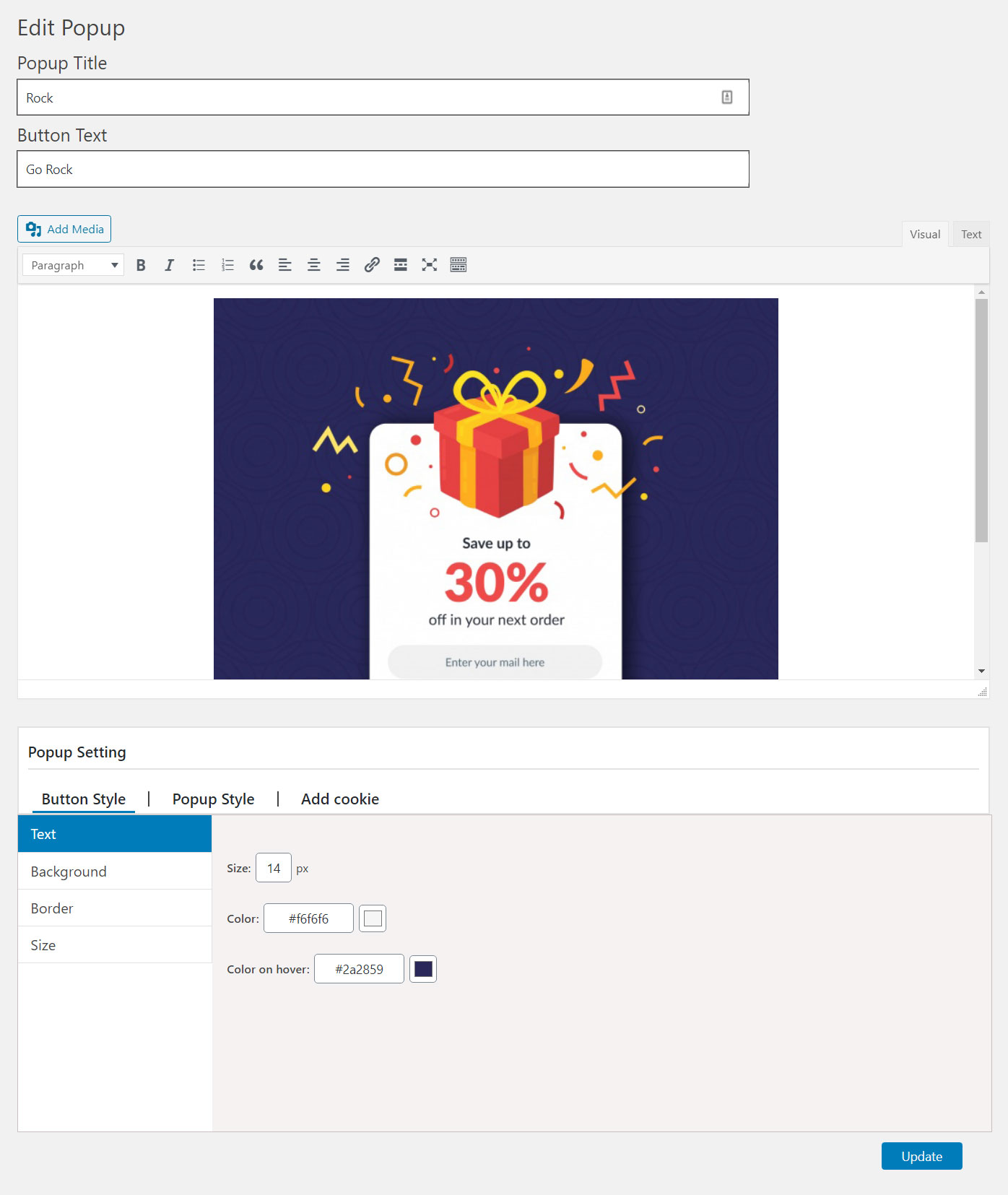 Popup Created.