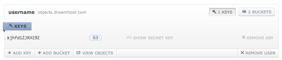 Your DreamObjects Public Key