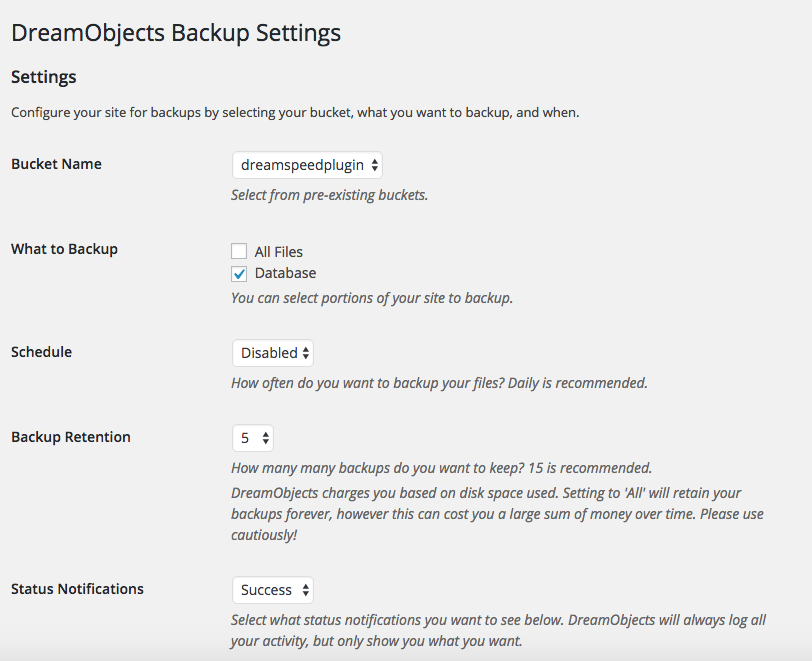 The backup page
