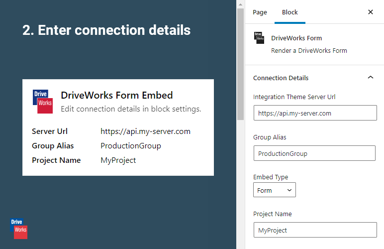 Enter connection details and other configuration options..