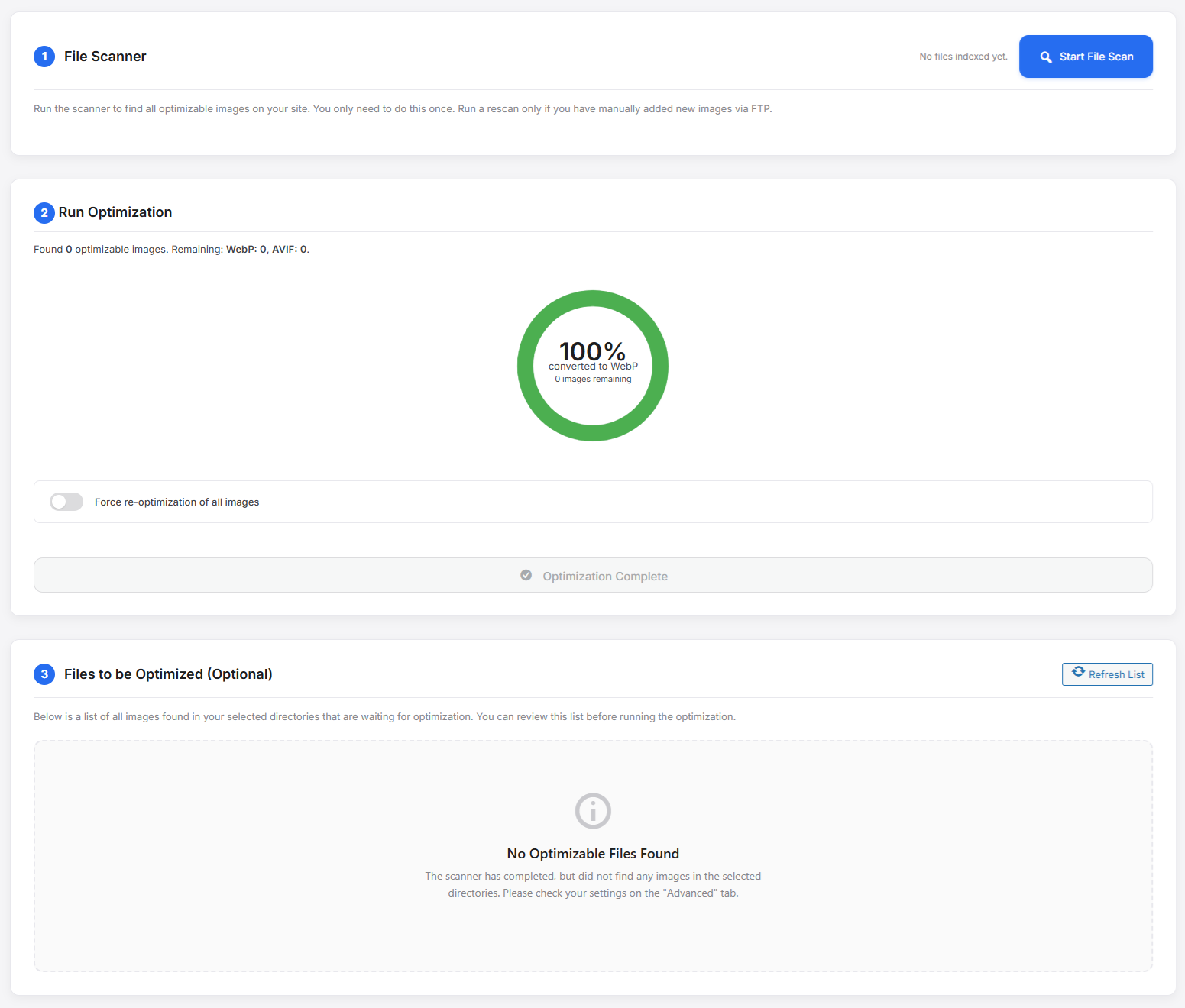 **Bulk Optimization:** The asynchronous processor handling a large library queue with real-time progress circles.