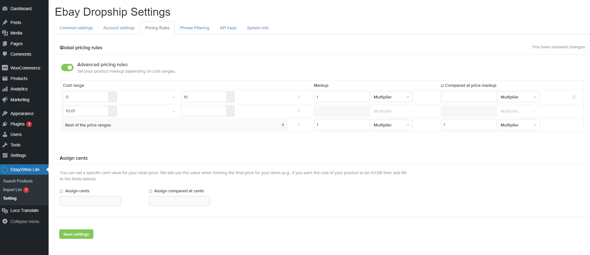 Pricing Rules - set up your pricing markups