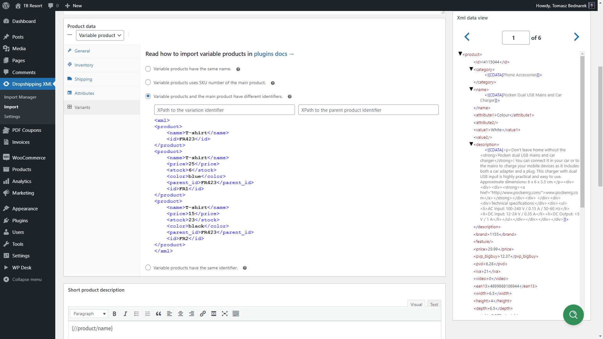 Import products with attributes (in a single node) into WooCommerce