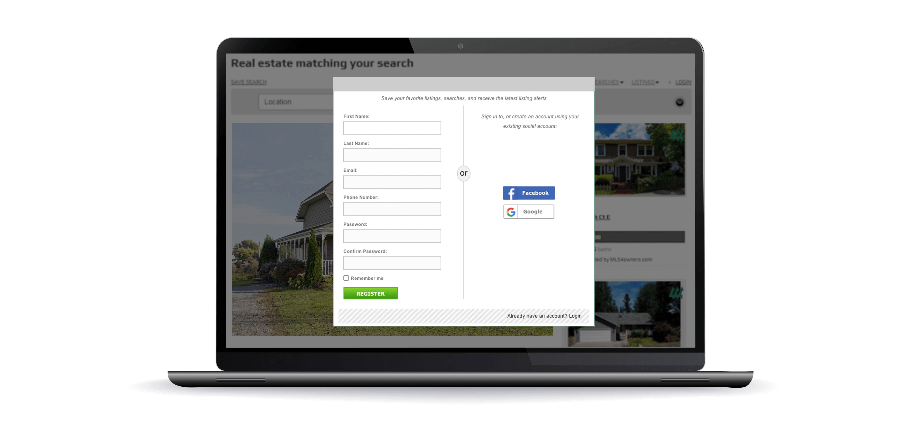 Turn visitors into leads with forms for scheduling showings, favoriting listings, saving property search criteria, and contacting you for more information.