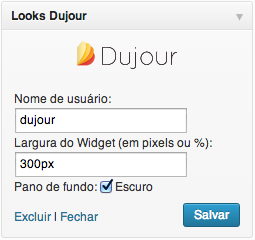 Tela de configuração do Widget Dujour