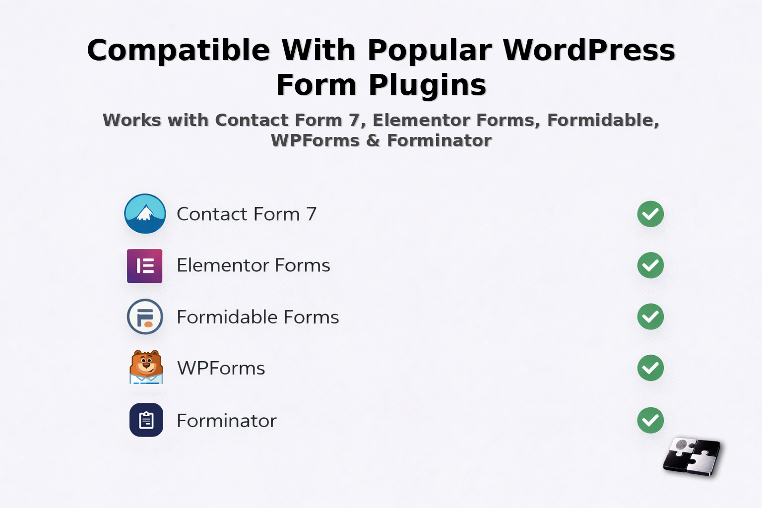 Works with popular WordPress form plugins