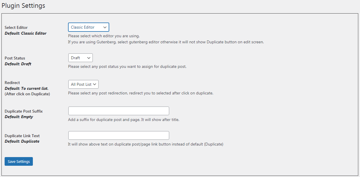 The options page.
