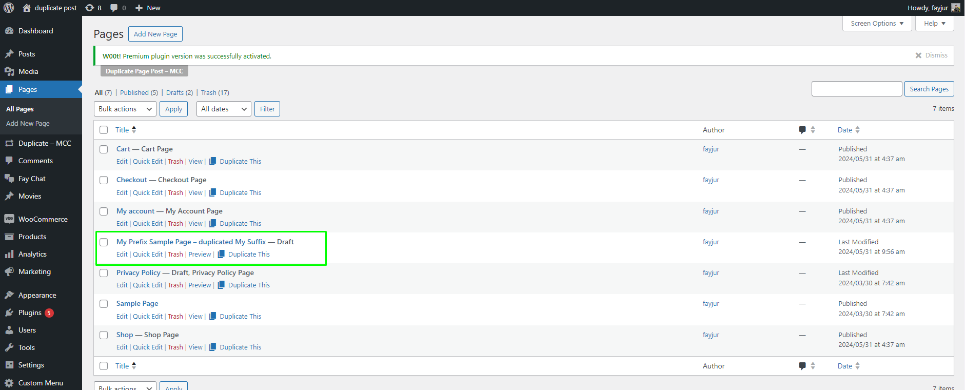 Duplicated page