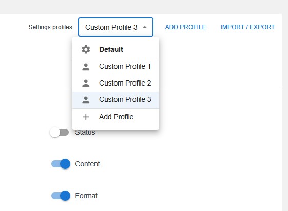 Profiles List – overview of saved duplication profiles.