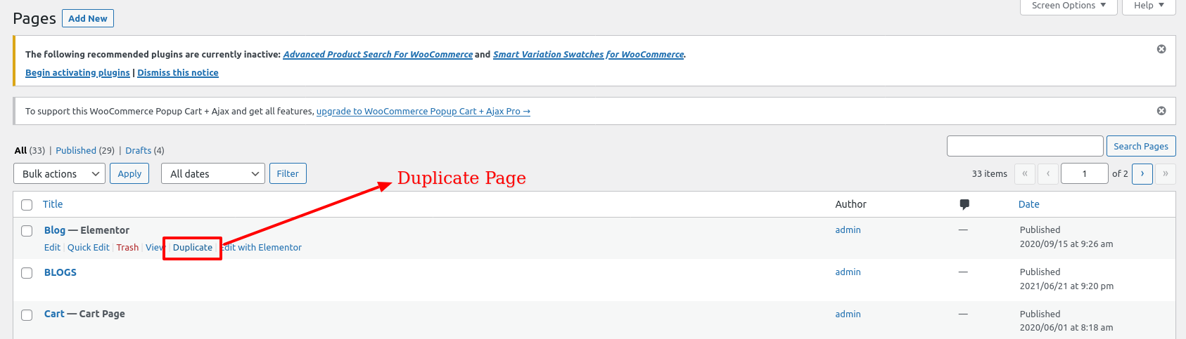 Duplicate Wordpress Pages