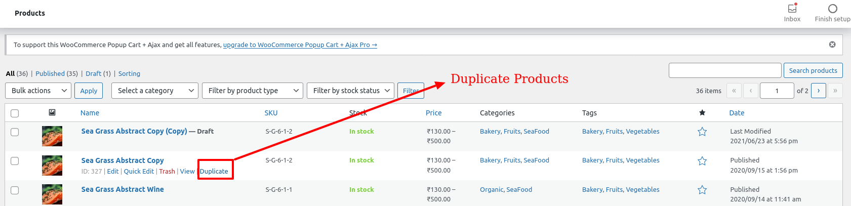 Duplicate Wordpress Products