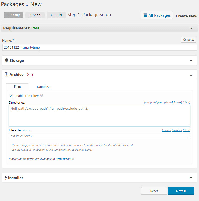 Create Backup Step 1