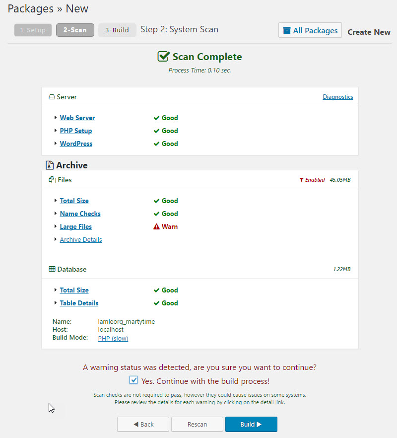 Create Backup Step 2