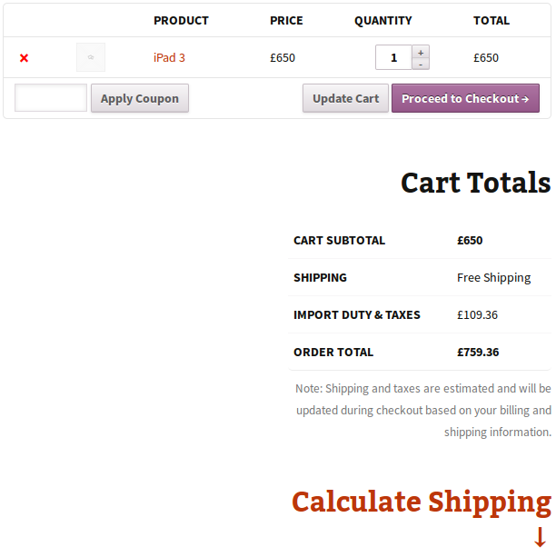 Import duty & taxes in checkout