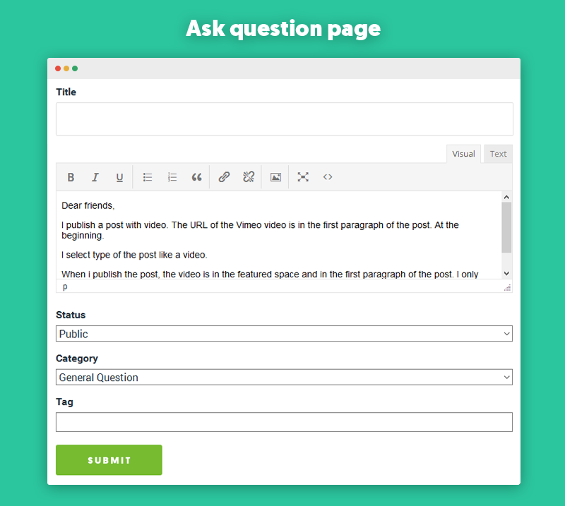 Ask question page