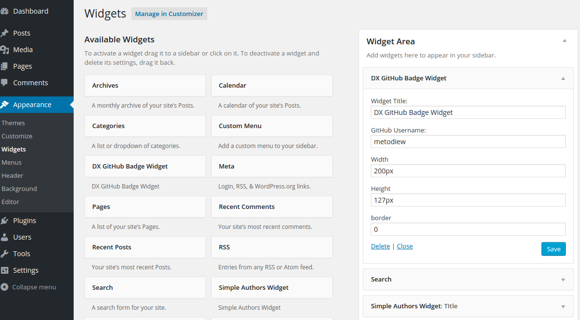 Dashboard Widgets