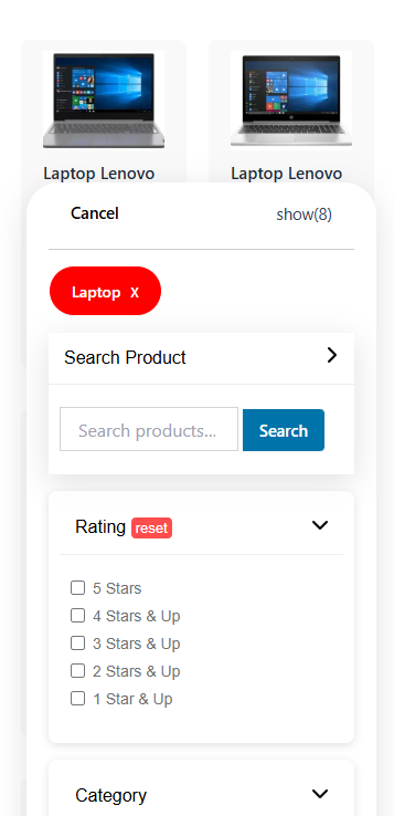 Filters Demo 4 - Mobile View