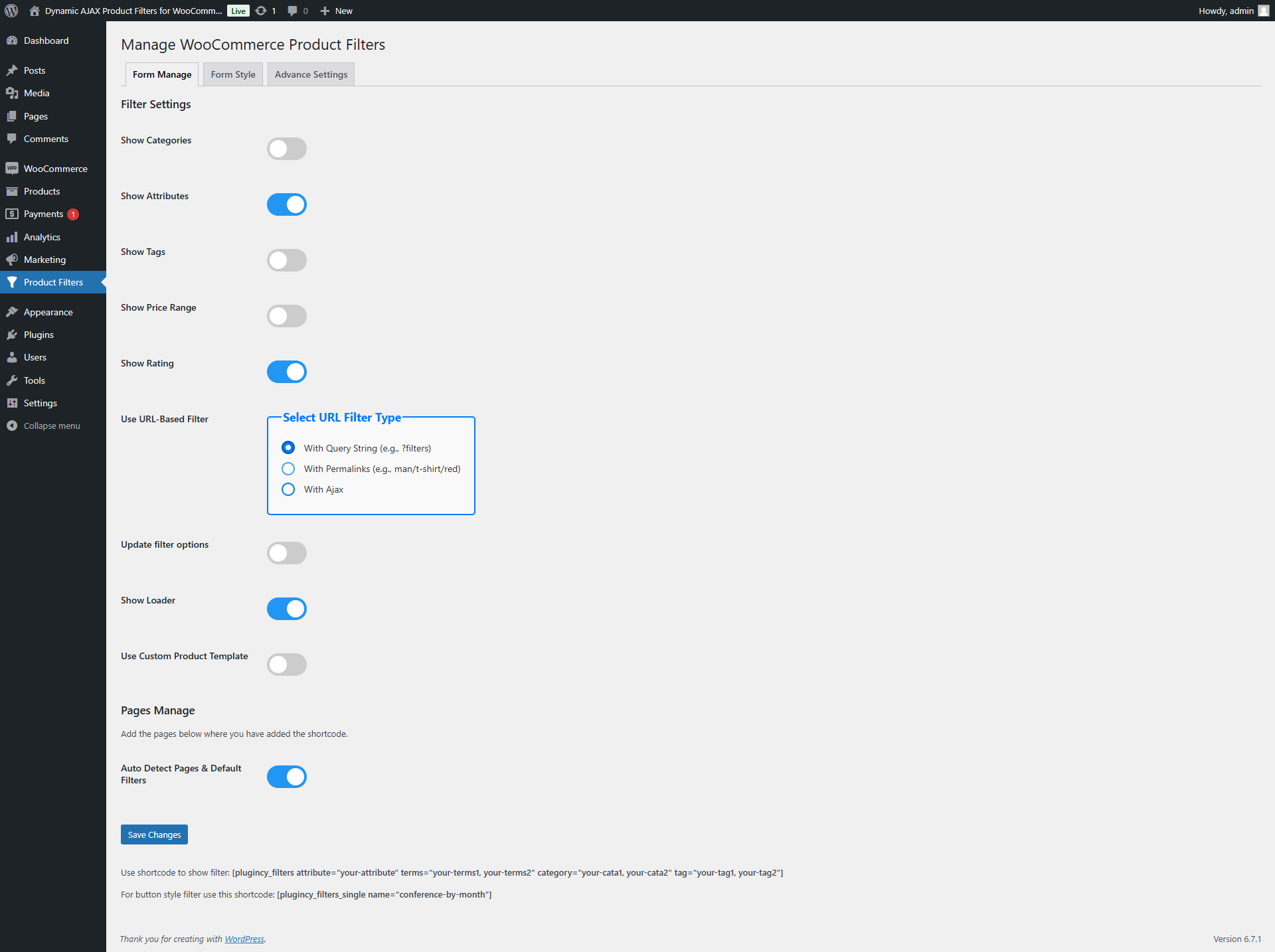 Form Manage Settings
