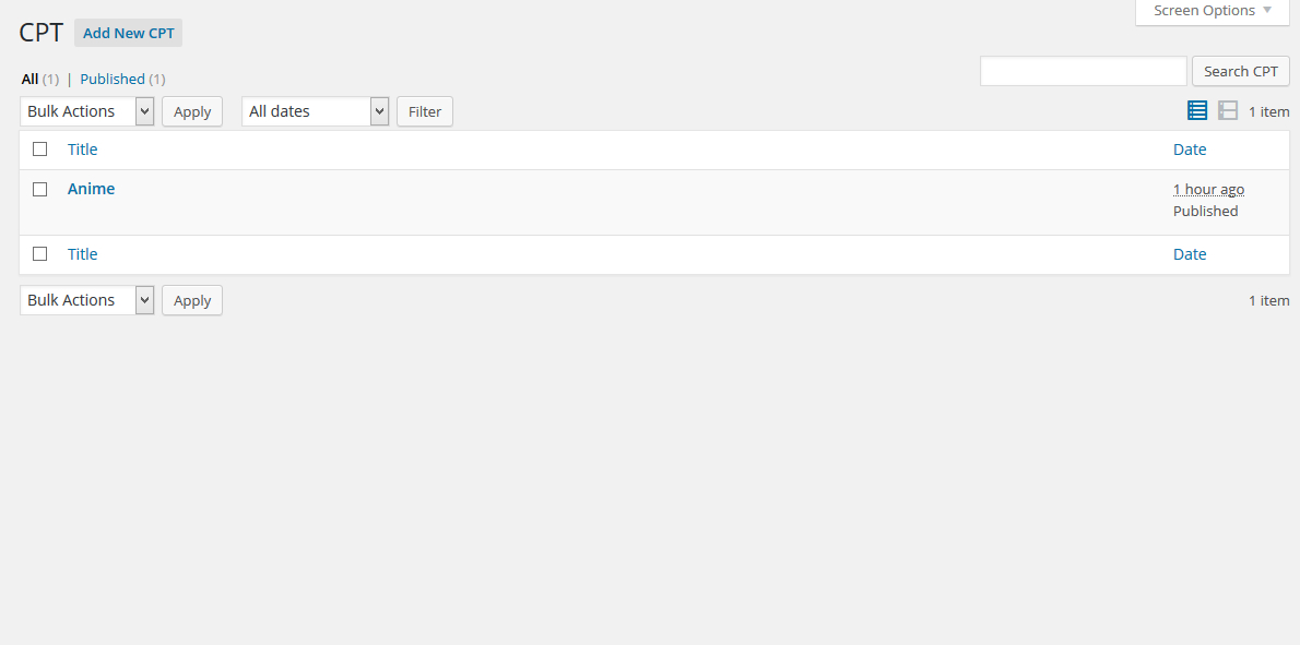 All Custom post and manage option