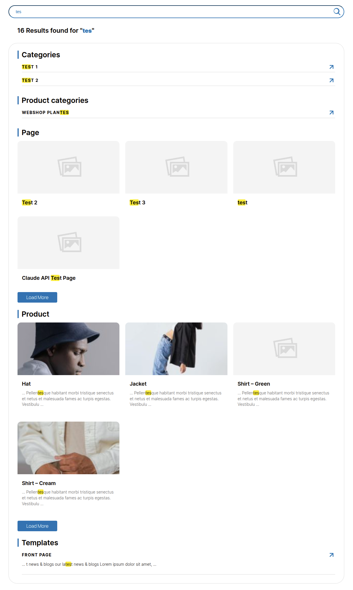 Custom search results – Grid layout